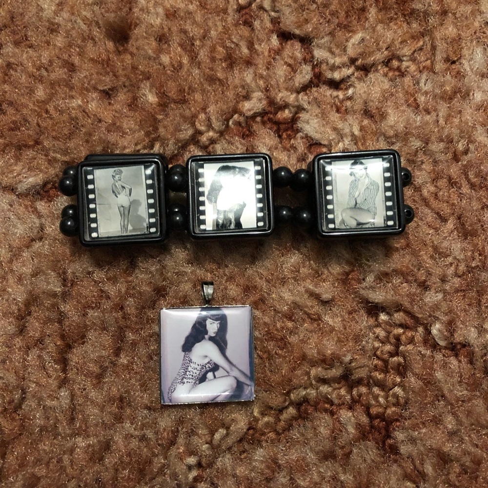 Bettie Page Pin up bracelet and necklace charm